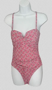 M&S KOLLEKTION BAUCHKONTROLLE BLUMEN BANDEAU PINK MIX BADEANZUG - Bild 1 von 5