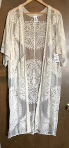 Swimsuit Cover Up Boho Embroidery Sheer Wrap XL 15 - 17 NWT - Picture 1 of 4