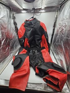 4 Star Top Gear Red And Black Leather Track Racing Suit 2 Piece Jacket Pants 