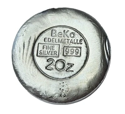 BeKo Edelmetalle 2 Oz Silberbarren - Rundbarren 999 Feinsilber (gegossen) - Bild 1 von 2