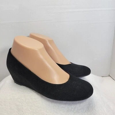Stewart Weitzman Black Embossed Leather Ballet Wedge Womens Size 6 Heel  - Image 1 of 4