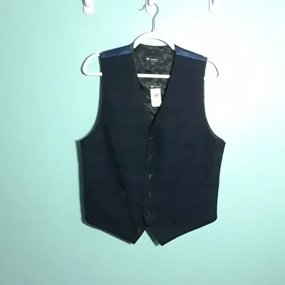 Chaleco Colección Cremieux Azul Marino, Talla Mediana, ¡NUEVO! Traje de lana a cuadros carrera Foto 1 de 4