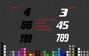 3 x Racing Numbers Plate Stickers Decals Car Motocross Kart MX Dirt Bike PW50 - Picture 1 of 1