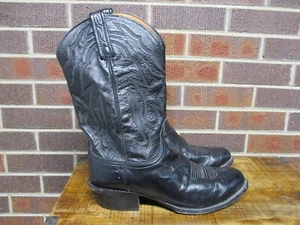 Stivali cowboy VINTAGE Lucchese 2000 uomo 11 EE extra larghi pelle nera western US - Foto 1 di 13