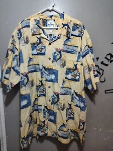(V) Guy Harvey By AFTCO Bluewater Wear Hawaiian Shirt Sea Men 2XL Marlin - Picture 1 of 10