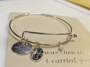 Avon Bracelet Silver Metal Band with Charms It was that I carried You - Picture 1 of 8