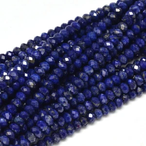 1 Strand Faceted Rondelle Natural Lapis Lazuli Bead Strands Crafts 3x2mm 15.5"  - Picture 1 of 1