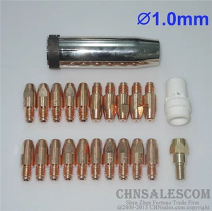 23 PCS MB 36KD MIG/MAG Welding Air cooled Gun Contact Tip 1.0x30 Gas Nozzle - Picture 1 of 5