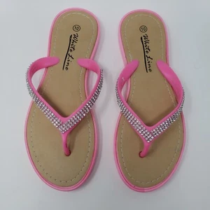 Chanclas Tanga Línea Blanca Rosa Talla 10 - Imagen 1 de 6