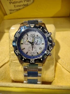 New Invicta 4709 Blue/SS Watch Python Collection Chronograph Stainless Steel - Picture 1 of 8