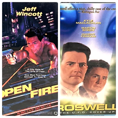 Open Fire Roswell Dual VHS Promo 1995 Jeff Wincott Martin Sheen New Watermarks - Image 1 of 4