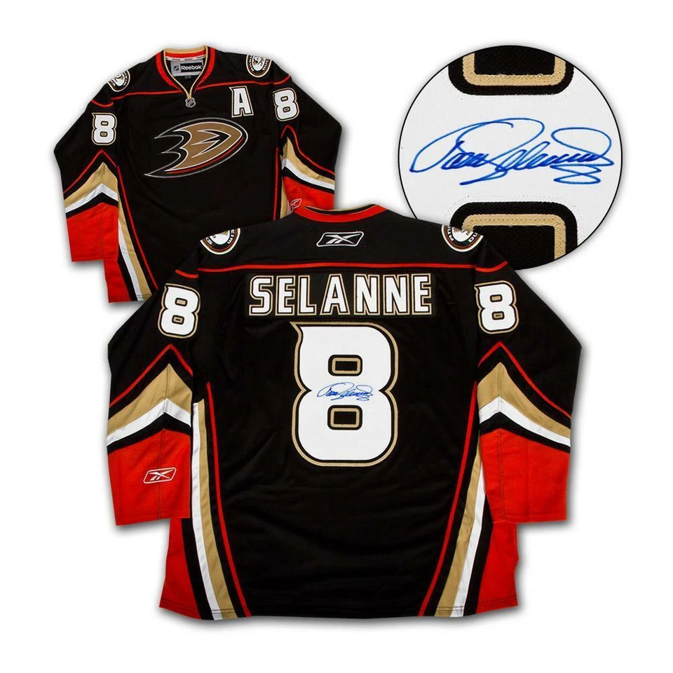 Camiseta deportiva de hockey Teemu Selanne Anaheim Ducks autografiada firmada Reebok Premier NHL  Foto 1 de 1