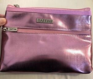Gorgeous Pink Metallic Cosmetic Make Up Bag Double Sections Travel~GLOBAL!