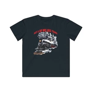 Just a Boy Who Loves Trains Kids Tee, Train Lover Shirt, Gift for Train [...] - Picture 1 of 13