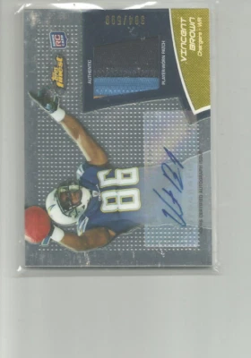 2011 FINEST ROOKIE PATCH AUTOGRAPHS #RAPVB VINCENT BROWN  384/599 - Image 1 of 2