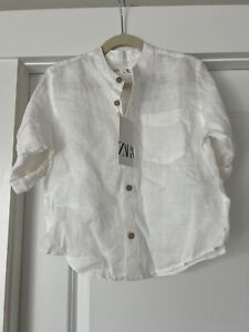 Zara Boys White Linen Shirt 5-6 