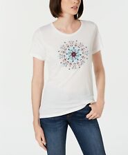 Women's Columbia Graphic Print Short Sleeve T-Shirt Top White Size XS