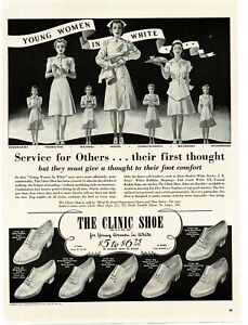 1941 Clinic work Shoes for women in white Nurse Waitress art Vintage Print Ad