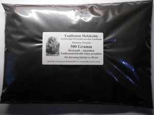 500 g Faulbaum Holzkohle, Holzkohlenstaub, (Körnung 80 µm), reinst - Bild 1 von 2