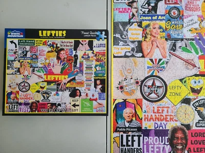 Complete White Mountain Jigsaw Puzzle Lefties Left Handed People 1000 Pcs #1737 - Image 1 of 4