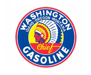 VINTAGE WASHINGTON CHIEF GASOLINE GAS PUMP Motor Oil CAR TRUCK STICKER DECAL - Foto 1 di 1