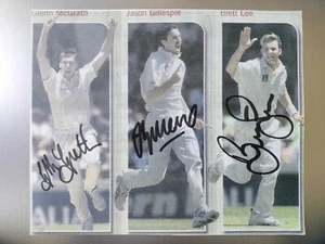 Australia Cricket Legends Glenn McGrath Brett Lee Jason Gillespie Signed Print - Picture 1 of 1