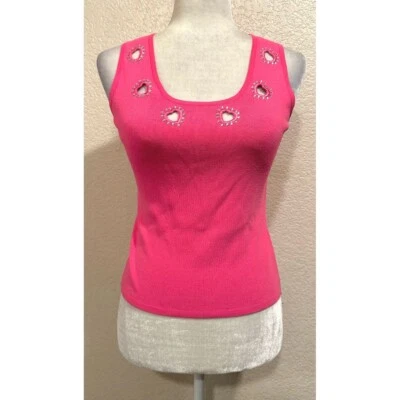 Джозеф А. Розовый сердце вырез со стразами винтажный 90-х Майка женщин SP - Изображение 1 из 4