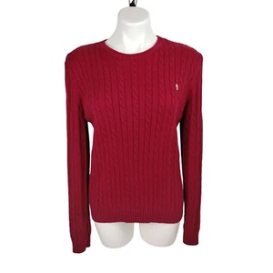 Suéter tejido con cable rojo XL Lauren Ralph Lauren para mujer - Imagen 1 de 17