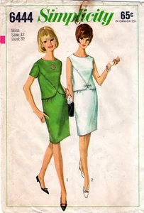 Vintage Simplicity Sewing Pattern 6444 Two Piece Dress Size 12 Bust 32 - Picture 1 of 4