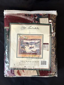 Vintage Bob Timberlake Klarwasser Dreifach Gewebte Baumwolle Afghan Decke 50x68 USA Neu - Bild 1 von 7