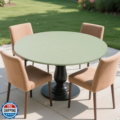 Round Fitted Tablecloth with Elastic Edge,Flannel Backed Vinyl Tablecloths, W - Image 1 of 4