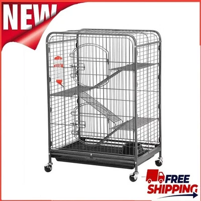 Multi Levels Rolling Large Ferret Cage 37-inch Pet Chinchilla Bunny Rabbits Cage - Image 1 of 4