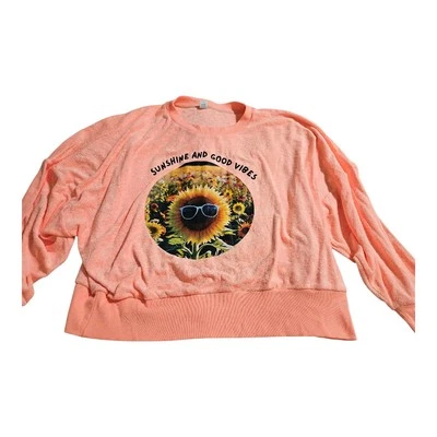 Sudadera Sunshine And Good Vibes Girasol Reciclada Azul Marino Antiguo Talla Grande XXL Foto 1 de 4
