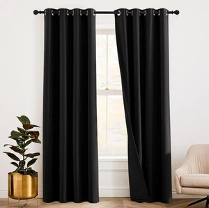 RYB HOME 3-in-1 Noise Blackout Thermal Insulation 52 x 84in Gromet 1 Pair Black - Picture 1 of 7