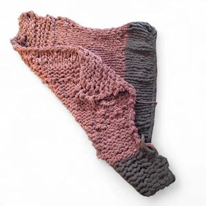 Handarbeit Grobstrick Chenille Decke Überwurf rosa grau weich kuschelig Überwurf 54x40 - Bild 1 von 14