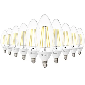Sunco 10 Pack LED B11 Light Bulb Dusk to Dawn Candelabra, 5W Equivalent 40W, ... - Picture 1 of 7
