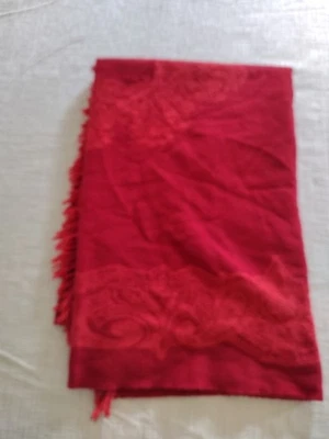 VTG RESTORATION HARDWARE FRINGED SCARF/THROW Blanket RED 50"X70" Made In Italy - Image 1 of 4