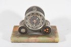 Q55J13- Art-Deco Tisch Uhr Metall Glas Onyx