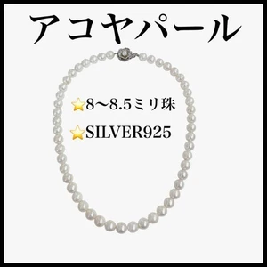 Collar de perlas Akoya SV925 blanco 8,0‐8,5 mm 15,7 pulgadas de Japón - Imagen 1 de 24