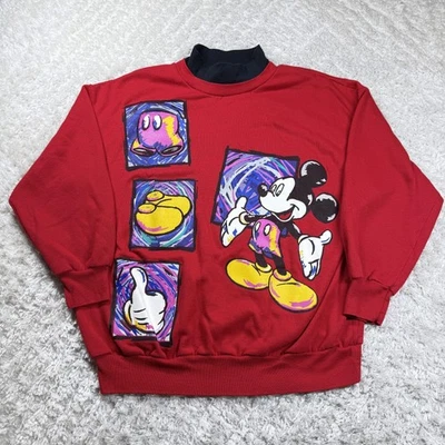 Sudadera DE COLECCIÓN Disney Mickey Mouse Mujer XL Roja Retro Vacaciones EE. UU. 90s Foto 1 de 4