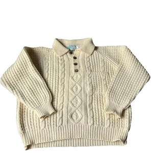 Vtg Fisherman Men’s Pullover Sweater Ireland Wool 46 Inch Chest Mairtin Stanoun - Picture 1 of 15