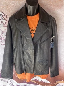 Lucky Brand genuine leather motorcycle jacket NEW W TAGS Men’s Sz. Small - Picture 1 of 23