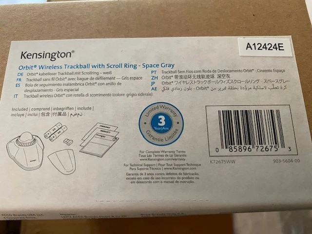 Kensington K72675WW Orbit Wireless Trackball with Scroll Ring – Black/Gray - Image 1 of 1