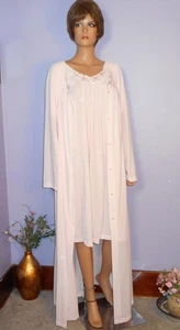 Lovely Shadowline New w/o Tags Pink Rose Appliqué Fancy Nighty & Robe Set, 3X - Picture 1 of 16