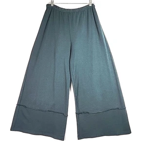 Bryn Walker Bamboo Organic Cotton Wide Leg Crop Pants Womens Large Green Pull On - Picture 1 of 10
