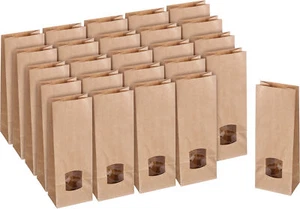 Bolsa de fondo de bloque de papel kraft con ventana de visión, 25 piezas - Imagen 1 de 5