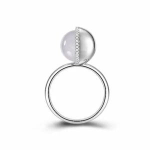 【KATHY JADE】Anello Argento Giada Giadeite Bianca《Luna Argento》《Grado A》(US.SIZE:7) - Foto 1 di 1