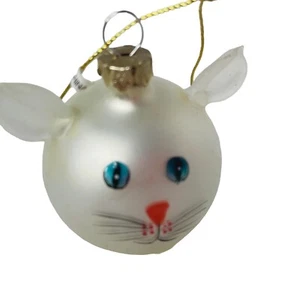 Adorno de gato de Navidad nuevo en caja vidrio soplado Marcel Schurman 1,5"" de diámetro - Imagen 1 de 3