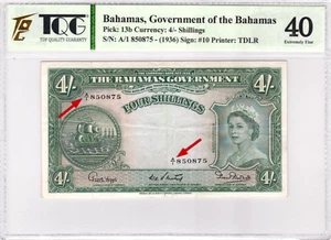 Mazuma *GN884 TQG Bahamas Queen Elizabeth QEII 1953 4 Shillings A/1 850875 EF40 - Picture 1 of 2