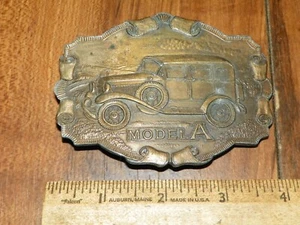 Vintage BERGAMOT Brass Belt Buckle Ford MODEL A - Picture 1 of 3